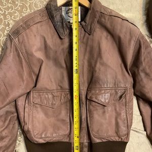Brown Leather Bomber Jacket size Small Made in Korea